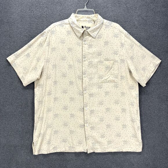 Vintage Silk Circa Shirt Mens XXL Beige Silk Rayon polka dot Beach Button Up - Picture 1 of 16